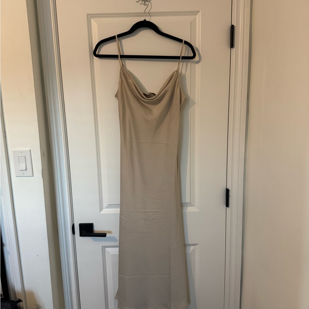 Loft Satin Cowl Midi Slip Dress